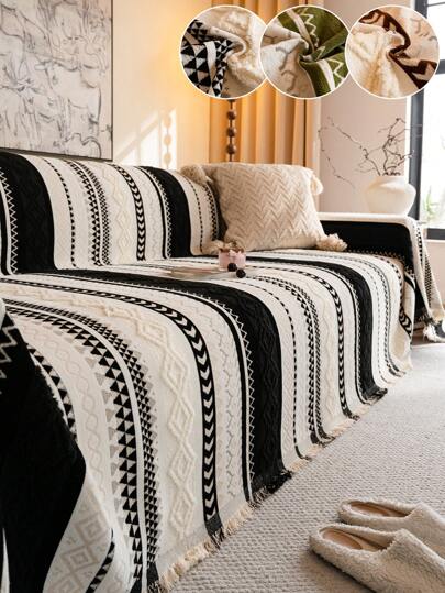 1 件四季雪尼尔提花沙发套，现代简约风格防宠物防脏防滑防尘沙发套，春秋仿防刮沙发保护套适用于 L 型沙发和 1/2/3/4 座沙发（一件）