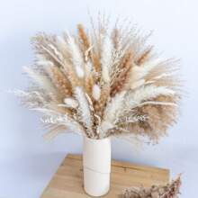 Winter Warmly Decor, 222/181/151/123/107PCS Dried Pampas Grass Bouquet  , Including Pompas Floral, Reed Dried Grass And Bunny Tails Dried Flowers, Luxury For Boho Decor Wedding, Home Decoration