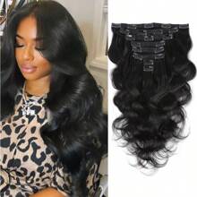 MIRONICA 8-24Inch Clip In Human Hair Extensions Body Wave Real Human Hair Clip In Hair Extensions For Women 8pcs 120g Clip Ins Double Weft Human Hair Extensions - Natural Black - 查看 1