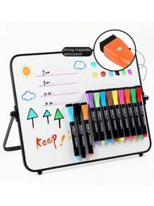 6 Pieces Set (4 Magnetic Whiteboard Pens (Orange And Yellow Pens With Random Colors) +1 Magnetic Absorption Box +1 Magnetic Eraser) /8 Magnetic Whiteboard Pens With Brush Head +1 Storage Box. Whiteboard Pen Water-Based Pen Erases Drawing Pen Back To School