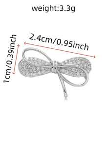 1pc Elegant Mini Bow Brooch, Double Layer Geometric Pin Accessory For Clothing - Bow - View 14