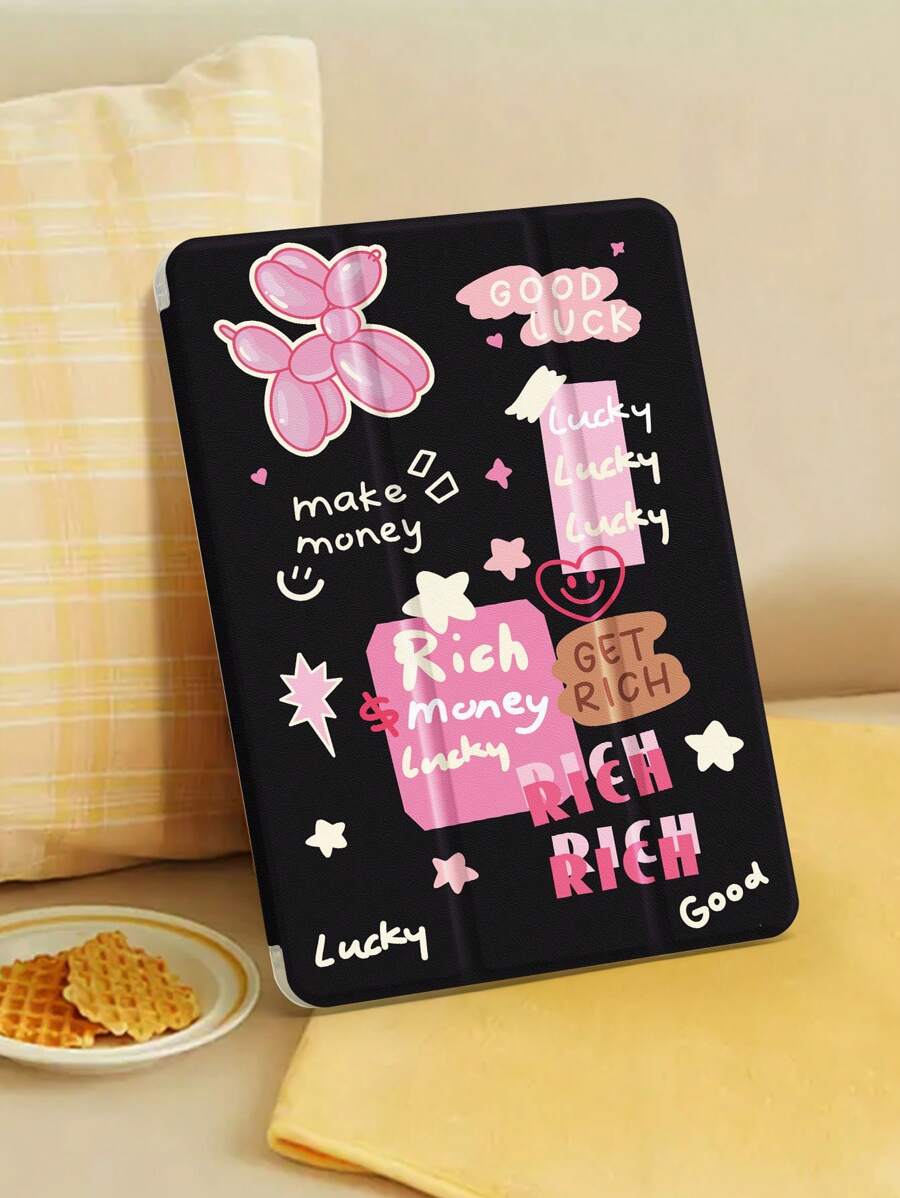 贴纸拼贴图案平板电脑保护壳，兼容 iPad 9.7/10.2/10.5/10.9/12.9/Pro 11、第 10 代，兼容三星 Galaxy Tab S6 Lite 10.4 英寸，兼容华为 MatePad 11 英寸/Tab，柔软防摔保护，智能支架/自动唤醒/睡眠 - 彩色 - 查看 1