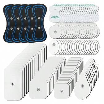 5/10/20 件替换电极垫 3.5 毫米按扣 TENS 装置垫多种尺寸和形状 EMS 贴片粘性按摩垫肌肉刺激器配件适用于按摩器