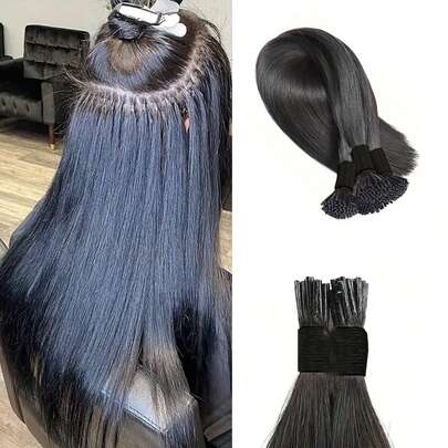 #2 直 I 型接发真人假发每包 100 片 18-26 英寸接发自然色女士