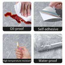 1 Roll Gray Faux Marble Texture Self-Adhesive Wallpaper, PET Aluminum Foil Material, Removable, Waterproof, Oil-Resistant, Heat-Resistant, Easy To Cut And Install, Size: 15.74/23.62/31.5 Inches Wide, Suitable For Kitchen Backsplash, Living Room, Dining Room, Bathroom Wall Protection And Decoration, As Well As Cabinet, Table, Countertop, Refrigerator, Furniture Renovation And Transformation. - Grey - View 11