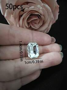 闪亮闪亮水晶混合形状手工缝制水钻 50 件/包玻璃缝制装饰珠平背长条底座带孔宝石 DIY 配件针线材料宝石水钻珠用于装饰衣服、连衣裙、包、鞋子、胸针、耳环、手工艺品 - 無色 - 查看 19