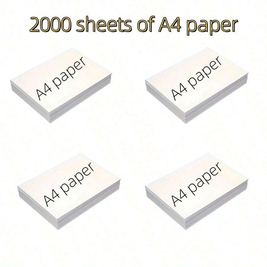 2000 Sheets Of A4 Paper, 80GSM White Paper, Printer Paper, Used For Office Printing, Menus, Images, Invitation Letters, Each Pack Of 500 Sheets, A Total Of Four Packs, Size: (8.27 In X 11.69 In) - default - View 1