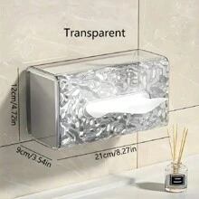 1pc Tissue Box, Glacier Pattern Storage Box, Acrylic Wall-Mounted Tissue Box, Suitable For Occasions, Kitchen, Living Room, Bedroom Student Dormitory And Other Occasions Home Bathroom Decor Bathroom Organizer Fall Decor Back To School