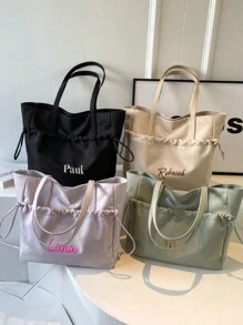 Personalized Custom Embroidered Name Large Nylon Shoulder Bag Tote Handbag For Women Bags Ladies - Multicolor - View 3