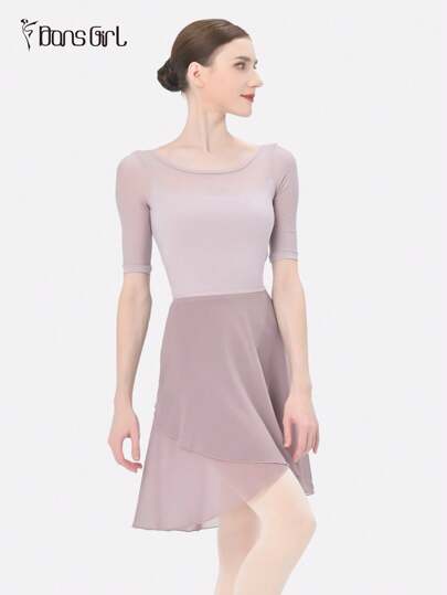 DonsGirl 1개 여성용 미디 시폰 랩 드레스, 단색, 발레 공연에 적합