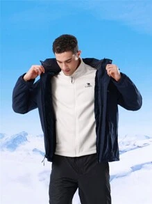 CAMEL CROWN Áo khoác mùa đông chống thấm nước cho nam, áo khoác trượt tuyết, áo mưa lót nhiệt, chống gió, đi bộ đường dài trên tuyết ngoài trời - Màu xanh hải quân - Xem 3