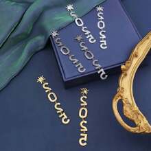 1 对奢华水钻雪花 2025 吊坠长款耳坠女士圣诞礼物几何流苏数字吊坠耳环新年、圣诞节 - 彩色 - 查看 7