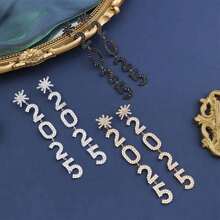 1 对奢华水钻雪花 2025 吊坠长款耳坠女士圣诞礼物几何流苏数字吊坠耳环新年、圣诞节 - 彩色 - 查看 3