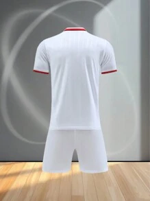 "2024-2025 Customizable AC Milan-Inspired Men's Football Kit - Personalized Jersey And Shorts Set, Home Design Style".Customizable Logo, Number, And Text Content