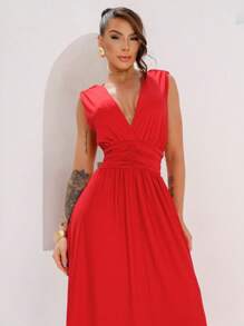 Women's Dress / Long / Party / Guest / Bridesmaid / Engagement / Wedding / Neckline / Halter / Glamour - 紅色 - 查看 3