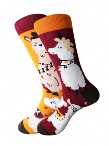 1 双混搭中筒袜，羊驼毛混纺设计，男女皆宜，秋季