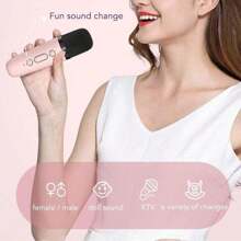 K12 Wireless Karaoke Speaker With Microphone, Mini Portable Bluetooth Karaoke Speaker With 2 Mics - Hồng - Xem 9