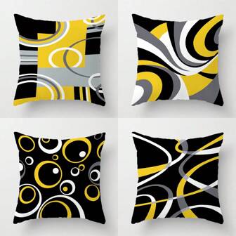 4 件套抱枕套，装饰枕套，黑色装饰枕套，沙发垫套，家居装饰客厅枕套