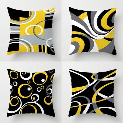 4pcs Throw Pillow Covers,Decorative Pillows Covers Black Accent Pillows Covers,Couch Cushion Covers Home Decor Living Room Pillowcase