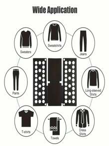 1pc Slouchy Clothes Board, T-Shirt File Organizer, Plastic Laundry Clip For Family T-Shirts, Shirts, Pants, Easy To Use T-Shirt Folding Board - Great For Laundry And Storage - Great For Adults