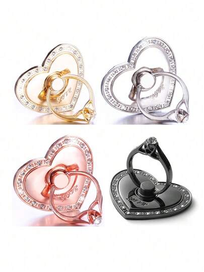 1pc Rhinestone Metal Phone Holder Ring, Movable Gold Zinc Alloy Asymmetrical Phone Metal Ring Surface Scratches, Abrasions, Dents, Peeling, Cracking, Wrinkles, Bubbles Are Normal Phenomena