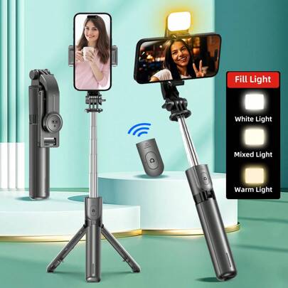 AXNEN Extendable Selfie Stick Tripod With Wireless Remote And Phone Holder, Portable Smartphone Tripod Stand Compatible With IOS And Android Devices, Suitable For Group Selfies/Live Streaming/Video Recording, Great For Summer Vacation, Travel, Outdoor Activities, Live Streaming And More