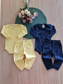 BabyStorefranca Baby Kit 2 Bodysuits And 2 Pants For Boy And Girl In Light Mesh Stockings - Navy Blue - View 1