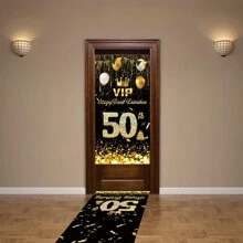 2szt. Czarno-złota rama drzwi urodzinowych, materiały dekoracyjne na drzwi urodzinowe, tło do fotografii urodzinowej, znak tła, dekoracja domu na przyjęcie urodzinowe na zewnątrz