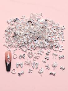30pcs Y2K Mixed Butterfly & Heart Shape Nail Decorations, DIY Nail Jewelry, Nail Gems, Nail Art Supplies