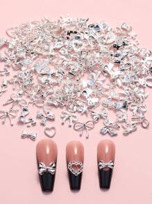 30pcs Y2K Mixed Butterfly & Heart Shape Nail Decorations, DIY Nail Jewelry, Nail Gems, Nail Art Supplies