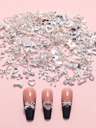 30 件 Y2K 混合蝴蝶和心形指甲装饰、DIY 指甲珠宝、指甲宝石、美甲用品指甲饰品