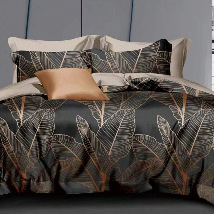 Conjunto de capa de edredom com estampa botânica de 3 peças (1 capa de edredom + 2 fronhas), estilo fresco para quarto em todas as estações, disponível em 160*200/200*220 cm e mais tamanhos