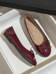 Women's Round Toe Stable And Comfortable Ballet Flats, Red Anika, Suitable For Vacation, Travel And Driving