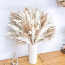 Winter Warmly Decor, 222/181/151/123/107PCS Dried Pampas Grass Bouquet  , Including Pompas Floral, Reed Dried Grass And Bunny Tails Dried Flowers, Luxury For Boho Decor Wedding, Home Decoration