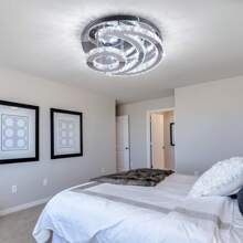 15.7" Crystal Chandelier Modern LED Ceiling Light Moon Shape Crystal Flush Mount Ceiling Lights Fixture For Bedroom Living Room Kitchen Hallway (Coo White/Multicolor/Dimmable)