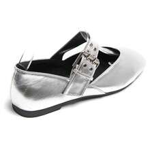 Ballerinas With Strap And Buckle For Daily Wear - Silver - View 6