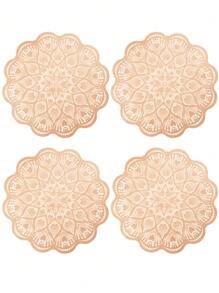 1-4pcs Simple PVC Placemats, Washable, Easy To Clean, Wipe Clean, Anti-Slip, Heat Resistant, Dining Table Mats, Sweet Floral, Elegant Placemats, Table Setting, Kitchen Dining Mat, Holiday/Wedding Decor - Multicolor - View 9