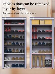 Large Shoe Rack,9 Tier Shoe Organizer With Nonwoven Fabric Cover, Shoe Storage Shelf For 40-50 Pairs Of Shoes, Entryway, Suitable For Sneakers, High Heels, Flats, And Boots, Grey - Xám - Xem 4