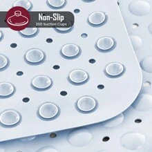 1pc Bath Mat - Lux Decor Non-Slip Durable PVC Tub Mat With Suction Cups And Drainage Holes - 40x16 Inches- For Shower And Bathtub Comfort, Roll-Up Storage, Home Decor, Back To School, Graduation Gifts-, Spring Cleaning Upgrade, Valentine's Day Spa Feel, Safety First, Quick Dry Surface, Mold Resistant, Easy Clean, Comfortable Standing, Shower Essential, Bathtub Safety, Bathroom Upgrade, Daily Use Mat, Home Basic, Family Use, Everyday Living - 白色 - 查看 5