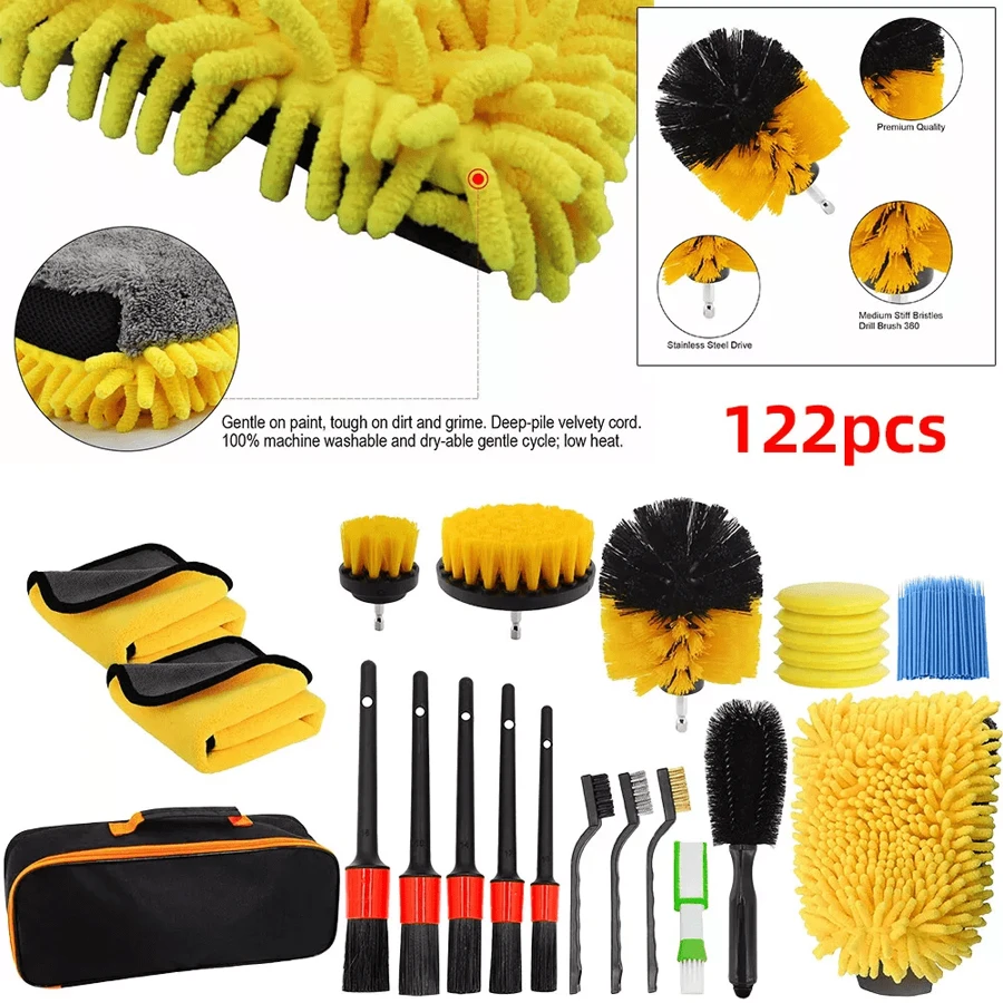 NetHong 122Pcs Car Detailing Brush Set Soft Brush Interior Wheel Valet Pro Cleaning Kit - Multicolor - View 1