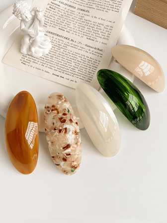 6pcs/3pcs/1pc Ins Hot Selling Fashion 8.5CM Oval Hairpins Retro Marbling Acetic Acid Spring Clip Hair Accessories For Woman Girls