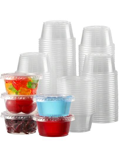 2 Oz Disposable Plastic Cups, Small Plastic Containers With Lids For Meal Prep, Airtight And Stackable Portion Cups, Salad Dressing Containers, Dipping Cups, Salad Dressings, Condiment Cups, 60 Ml Plastic Cups For Jello Shots And Medications Small Plastic Containers With Lids.