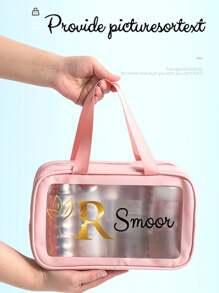 1 pieza Juego de bolsas de maquillaje transparentes, bolsa de tocador de PVC con efecto semitransparente y mate, de gran capacidad para baño/natación, de calidad premium personalizada