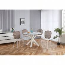 1+4 5pieces Dining Set Table Metal Leg Mid-Century Dining Table For 4-6 People With Mdf Table Top Pedestal Dining Table End Table Leisure Coffee Table