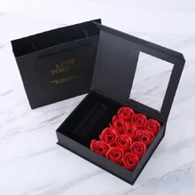 1pc Valentine's Day Necklace Lipstick Jewelry Gift Box (Empty Box + Preserved Flower + Handbag), Birthday Gift, Wedding Packaging Box - Multicolor - View 2