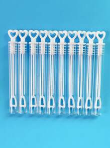 24pcs Heart Shaped Wedding Bubble Wands, Party Tabletop Decor, Valentine's Day White Heart Bubble Straw, Spring Outdoor Event Supplies, Party Atmosphere Maker (No Bubble Liquid)