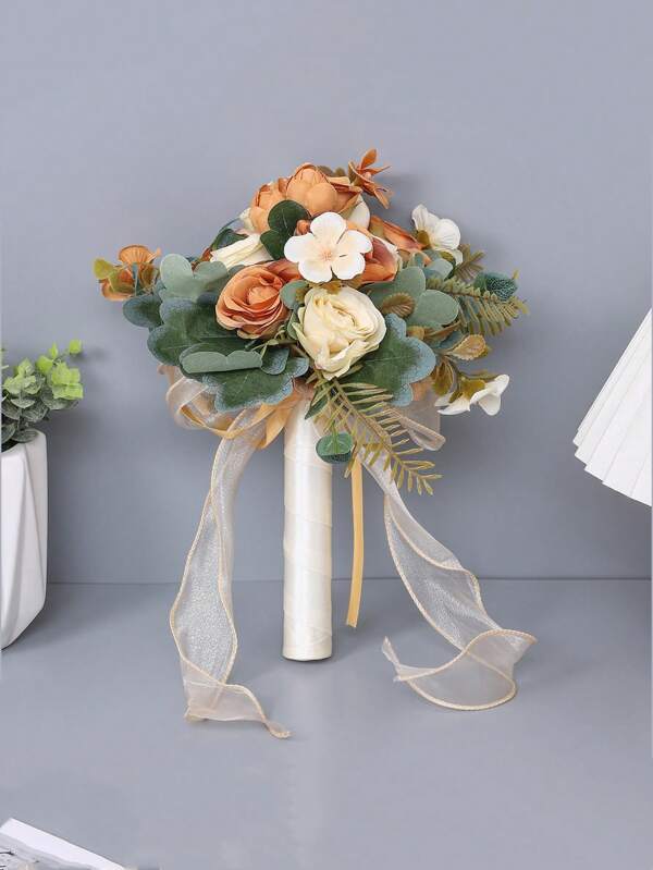 1 pieza Ramo de rosas doradas artificiales para damas de honor, bodas, fiestas, regalo del Día de San Valentín