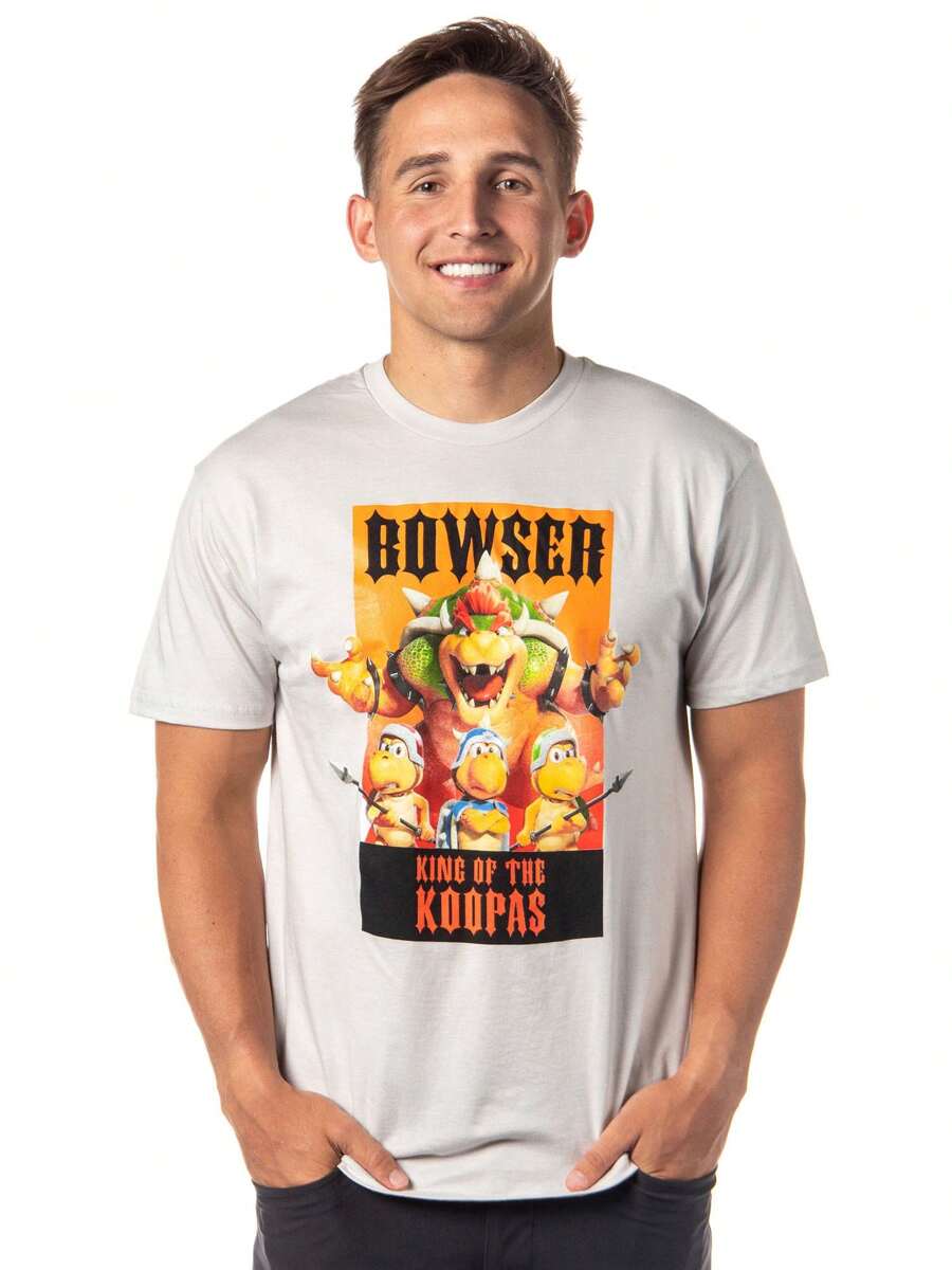 Super Mario Bros Movie Shirt Men's Bowser King Of The Koopas Adult T-Shirt - 灰色 - 查看 1