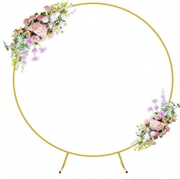 1 set struttura ad arco rotonda in metallo per allestimento di sfondo, kit di decorazione ad arco in ferro robusto, adatto per feste di compleanno, matrimoni, lauree, cabine fotografiche