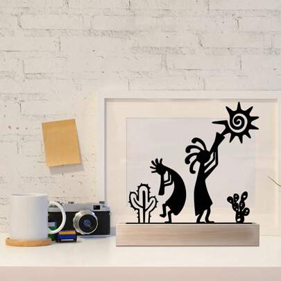 1pc Unique Mexican Indigenous Anasazi Kokopelli Desktop Art - Handcrafted Metal Iron Figurines With Aesthetic Retro Design - Perfect For Home Room, Living Room, Office, Kitchen, Bar, Coffee Shop Decor, Valentine's Day And New Year Gift Ideas